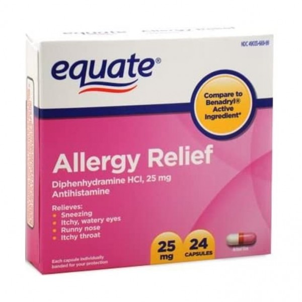 Equate Allegy Relief 25 Mg Diphenhydramine 24 Tabletlas