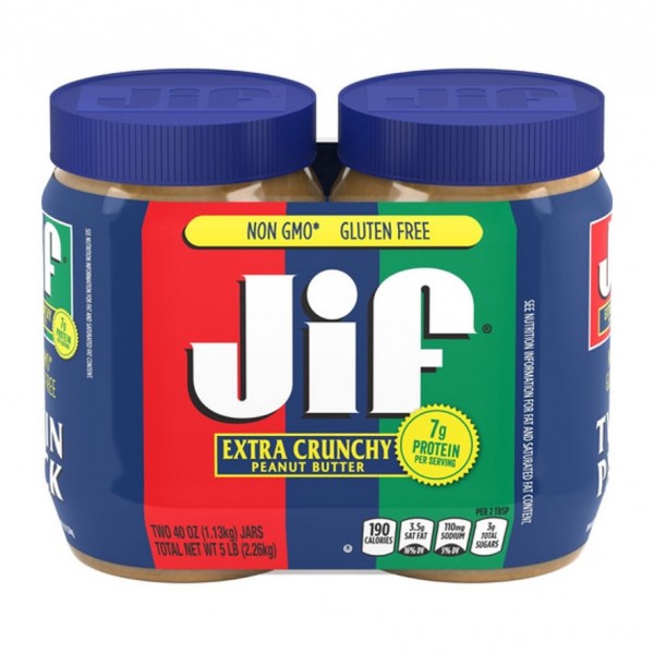 Jif Extra Crunch Peanut Butter 1,36kg 2 Unid