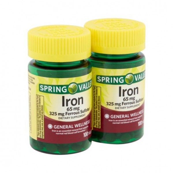 Spring Valley Iron 65 Mg 100 Tabletas Pack De 2