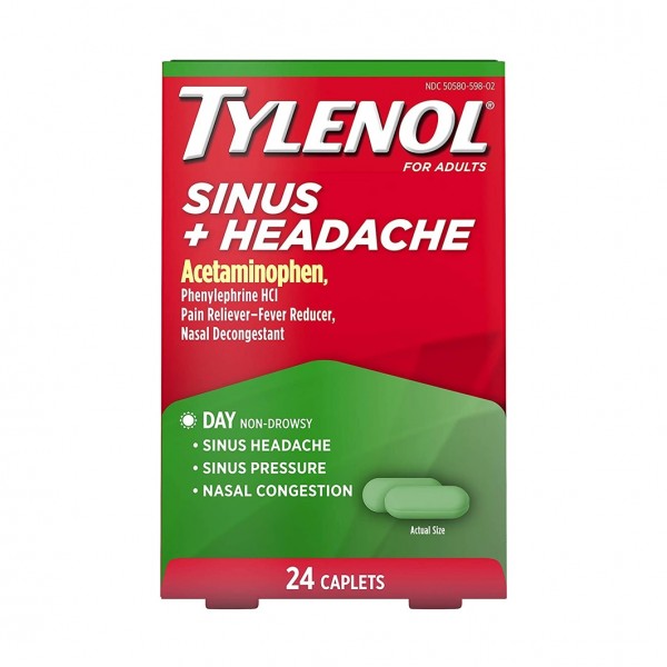 Tylenol Sinus+headache Acetaminophen 24 Capsula